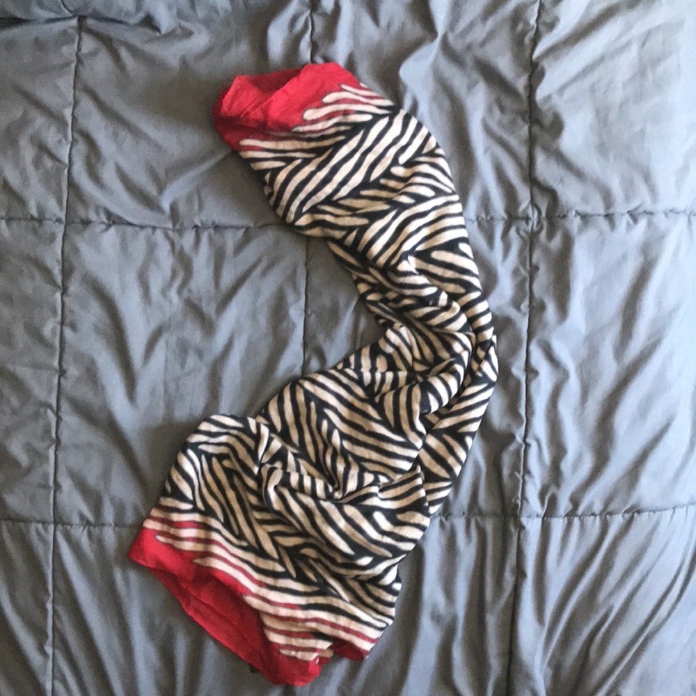 Cejon red and black zebra patterned infinity scarf. Brand new with tags.